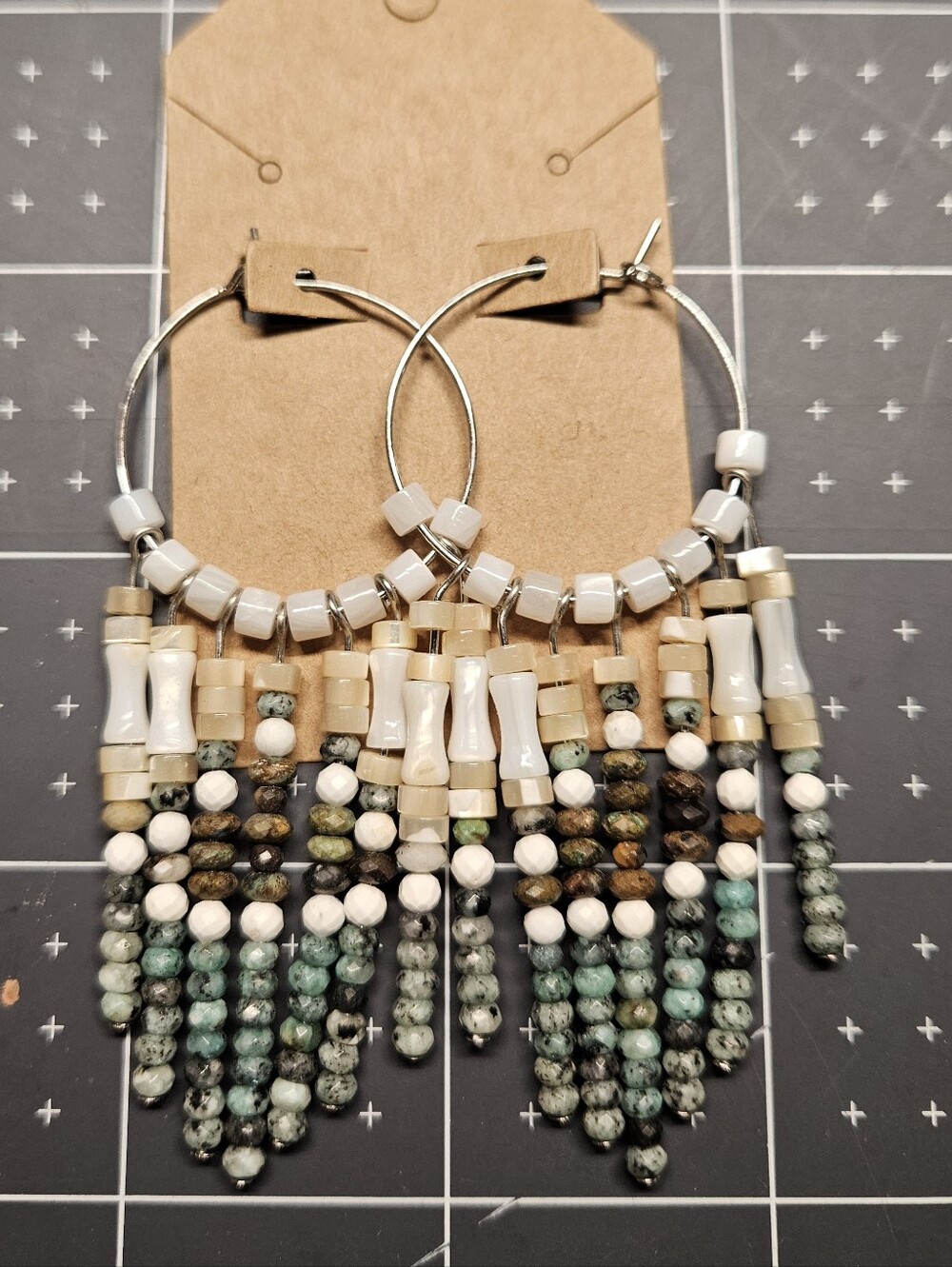 Howlite Hoop Dangles 💫 Handmade - Picture 4 of 4